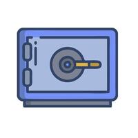A blue safe box with a key in it vector