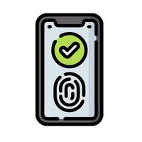 A phone with a fingerprint scanner on it vector