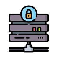 A server with a padlock on it vector