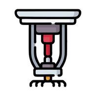A red and white light bulb on top of a table vector