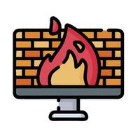 Firewall icon on a computer monitor vector