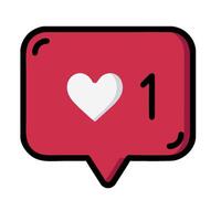 A red speech bubble with a heart on it vector