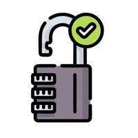 A lock with a green tick on it vector