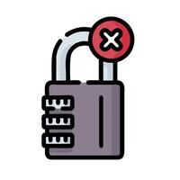 Lock icon with red cross and lock symbol vector