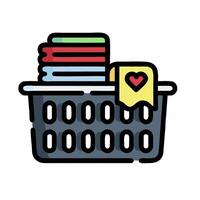 A basket with clothes and a heart in it vector