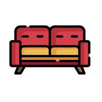 A red couch with yellow pillows on it vector