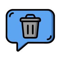 A trash can icon in a speech bubble vector