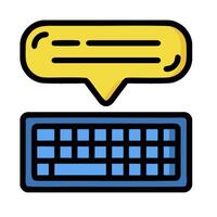 A speech bubble with a keyboard and a speech bubble vector