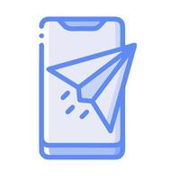 A phone with a paper airplane on it vector