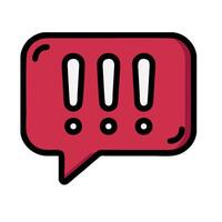 A red speech bubble with three exclamation marks vector