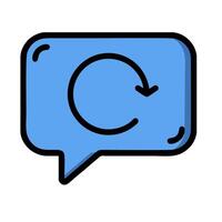 A speech bubble with a circular arrow in it vector