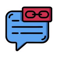 A speech bubble with a red eye and a red link vector