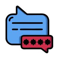 A speech bubble with a red star on it vector