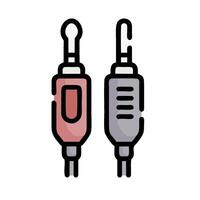 Two electrical plugs with wires connected to each other vector