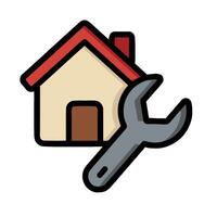 A house with a wrench and a wrench icon vector