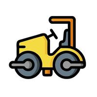 A yellow construction vehicle icon on a white background vector
