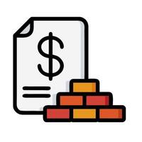 A stack of bricks and a document with a dollar sign vector