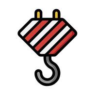 A red and white hook with a hook on it vector