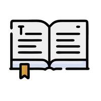 An open book with a bookmark on it vector
