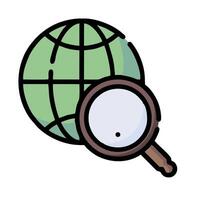 Magnifying globe icon illustration design vector