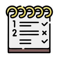 A checklist with a pen and pencil on it vector