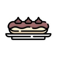 A dessert on a plate with a chocolate filling vector