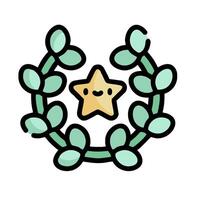 A star in a wreath of leaves vector