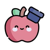 An apple with a hat on it vector