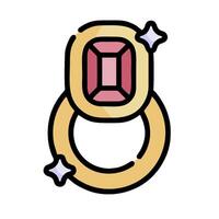 A ring with a pink stone on it vector