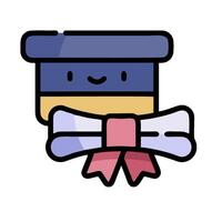 A blue hat with a bow and a ribbon vector