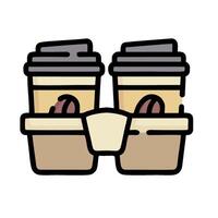Two coffee cups in a box with a lid vector