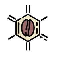 A coffee bean is shown in a hexagon shape vector