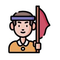A man holding a flag icon vector