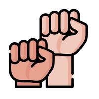 Two hands with clenched fists on a white background vector