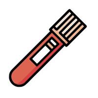 A red and white test tube with a red handle vector