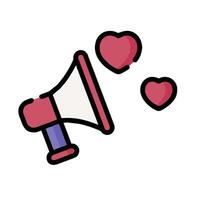 A megaphone with hearts on it vector