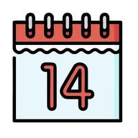 Calendar icon with the number 14 on it vector