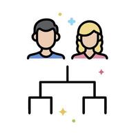 A couple is standing in front of a tree with a tree diagram vector