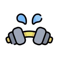 A cartoon image of a dumbbell with a tear vector