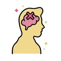 Illustration of a brain with an x on it vector