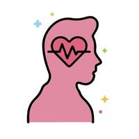 Heartbeat icon in the head of a person vector