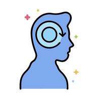 A person with a circular icon on their head vector