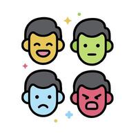 Four different faces with different expressions vector
