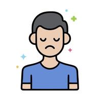 A man with a sad face icon vector