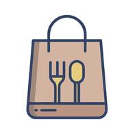 A shopping bag with fork and spoon vector