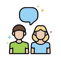 Two people talking with a speech bubble above them vector