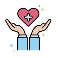 Hands holding a heart with a cross on it vector
