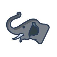 An elephant head with a long tusk vector