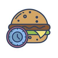 A hamburger with a clock on it vector