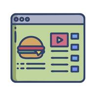A hamburger is shown on a web page vector